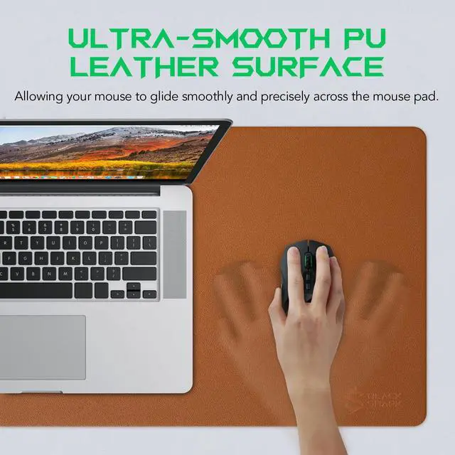 Alt view image 4 of 6 - Non-Slip Desk Mat, Gaming Mouse Pad (23.6" x 13.7" x 0.12"), Easy-to-Clean Laptop Keyboard Mouse Pad, Writing Pad, Waterproof Desktop Protector, Suitable for Office/Home - Manta P8 Brown