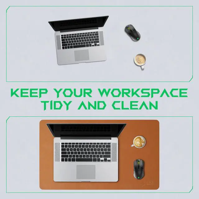 Alt view image 6 of 6 - Non-Slip Desk Mat, Gaming Mouse Pad (23.6" x 13.7" x 0.12"), Easy-to-Clean Laptop Keyboard Mouse Pad, Writing Pad, Waterproof Desktop Protector, Suitable for Office/Home - Manta P8 Brown