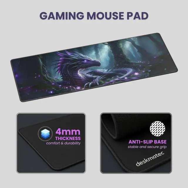 Alt view image 3 of 7 - Dragon XL Gaming Mouse Pad (31.5x11.8) Waterproof 4mm Smooth Desk Mat