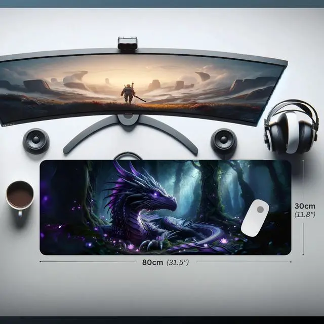 Alt view image 4 of 7 - Dragon XL Gaming Mouse Pad (31.5x11.8) Waterproof 4mm Smooth Desk Mat