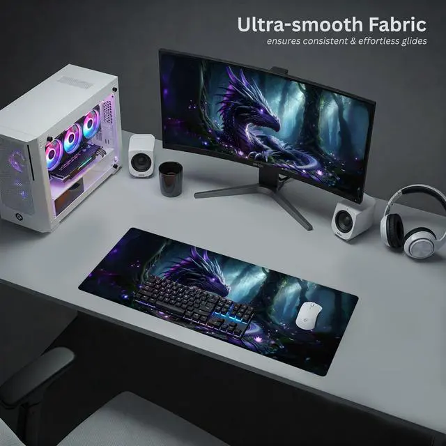 Alt view image 6 of 7 - Dragon XL Gaming Mouse Pad (31.5x11.8) Waterproof 4mm Smooth Desk Mat