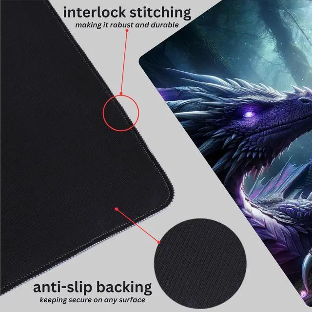 Alt view image 7 of 7 - Dragon XL Gaming Mouse Pad (31.5x11.8) Waterproof 4mm Smooth Desk Mat