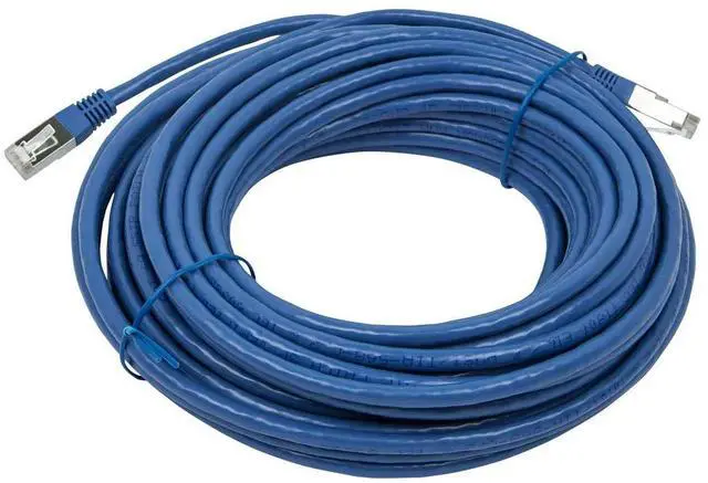 Alt view image 2 of 3 - Cat6A 50ft Blue Patch Cable Double Shielded (S/FTP) 26AWG 10G Pure Bare Copper Molded RJ45 Entegrade Series Ethernet Cable