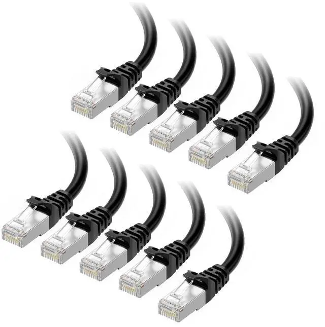 Main image of 10Gbps 10-Pack Snagless Shielded Cat 6A Ethernet Cable - 5ft, Cat 6A Cable, Cat6A Cord, Ethernet Cord, Black