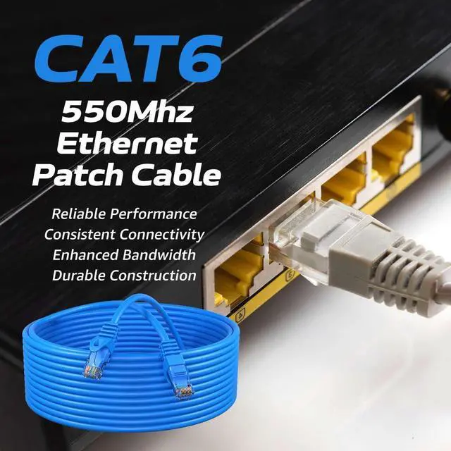 Alt view image 2 of 7 - Cat6 50FT Network Ethernet Patch Cable, 550Mhz Internet Wire, Backwards Compatible with Cat5, for PC, Modem, Router, Consoles for Home and Office, Blue