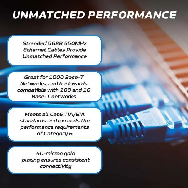 Alt view image 4 of 7 - Cat6 50FT Network Ethernet Patch Cable, 550Mhz Internet Wire, Backwards Compatible with Cat5, for PC, Modem, Router, Consoles for Home and Office, Blue