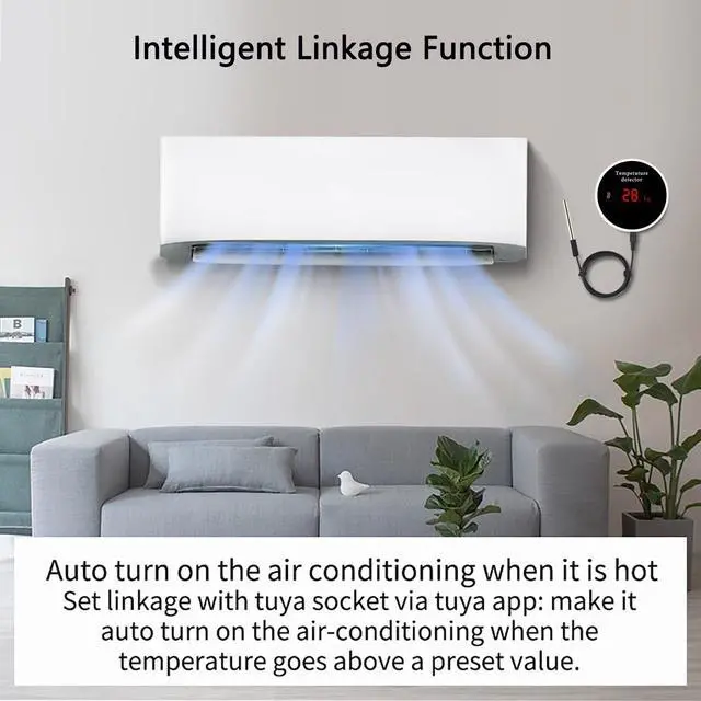 Alt view image 4 of 7 - WiFi Thermometer Smart Temperature Sensor: Wireless Temperature Monitor with Waterproof External Probe, App Alerts and Buzzer Alarm, Digital Temperature Gauge for Refrigerator, Freezer, Fish Tank