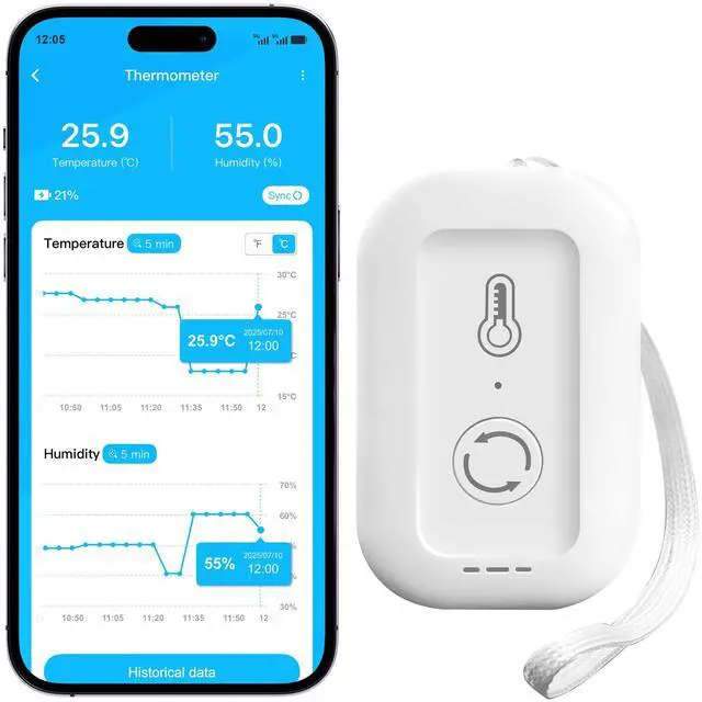 Main image of WiFi Thermometer Hygrometer, Smart Humidity Temperature Sensor with App Notification Alert, Data Storage, Remote Monitor for Room, Nursery, Greenhouse, Humidor, Wine Cellar