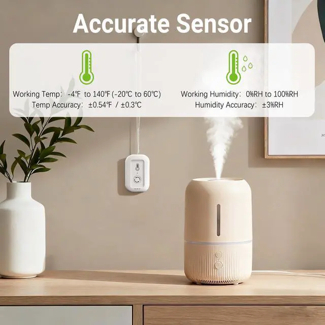 Alt view image 3 of 7 - WiFi Thermometer Hygrometer, Smart Humidity Temperature Sensor with App Notification Alert, Data Storage, Remote Monitor for Room, Nursery, Greenhouse, Humidor, Wine Cellar