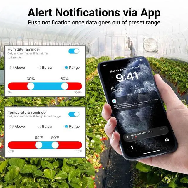 Alt view image 5 of 7 - WiFi Thermometer Hygrometer, Smart Humidity Temperature Sensor with App Notification Alert, Data Storage, Remote Monitor for Room, Nursery, Greenhouse, Humidor, Wine Cellar