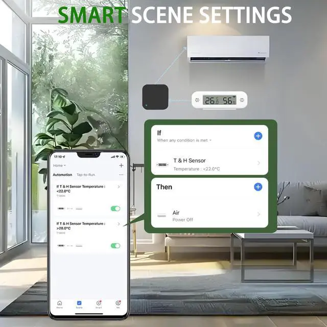 Alt view image 4 of 7 - Smart Digital Thermometer Hygrometer, WiFi Indoor Temperature & Humidity Sensor for Home Use, Mini Humidity Monitor with App Remote Monitoring, Data Export, Compatible with Alexa. 2 PCS