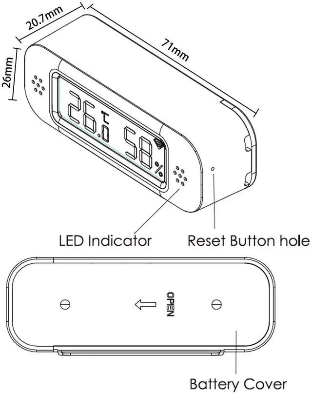 Alt view image 7 of 7 - Smart Digital Thermometer Hygrometer, WiFi Indoor Temperature & Humidity Sensor for Home Use, Mini Humidity Monitor with App Remote Monitoring, Data Export, Compatible with Alexa. 2 PCS