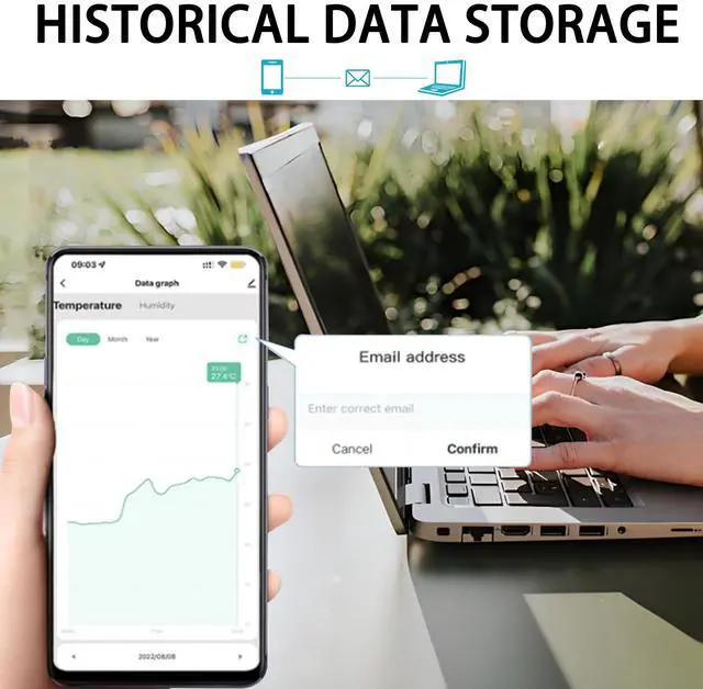 Alt view image 6 of 7 - Smart Digital Thermometer Hygrometer, WiFi Indoor Temperature & Humidity Sensor for Home Use, Mini Humidity Monitor with App Remote Monitoring, Data Export, Compatible with Alexa. 2 PCS