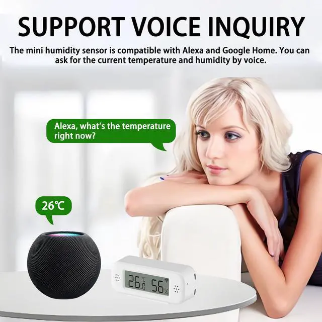 Alt view image 5 of 7 - Smart Digital Thermometer Hygrometer, WiFi Indoor Temperature & Humidity Sensor for Home Use, Mini Humidity Monitor with App Remote Monitoring, Data Export, Compatible with Alexa. 2 PCS