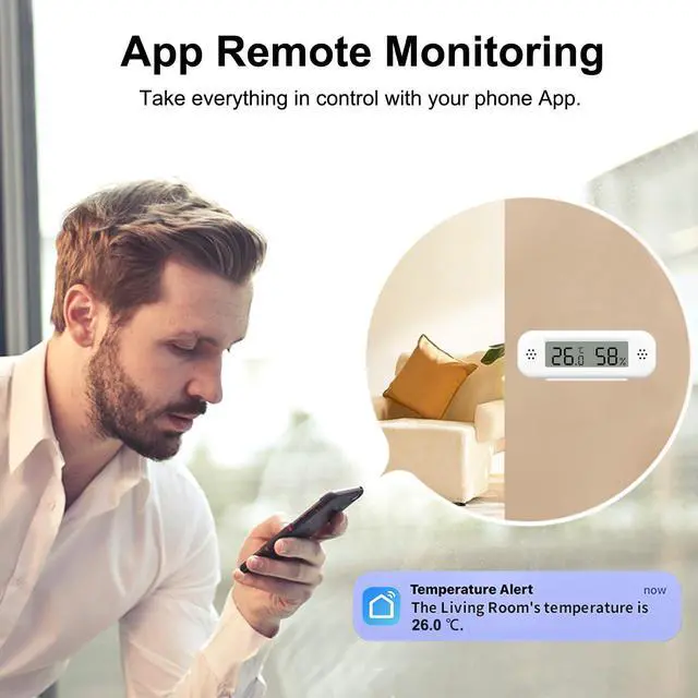 Alt view image 3 of 7 - Smart Digital Thermometer Hygrometer, WiFi Indoor Temperature Humidity Sensor with App Alerts, Mini Room Temperature Meter with Data Storage and Export, Compatible with Alexa. 4PCS