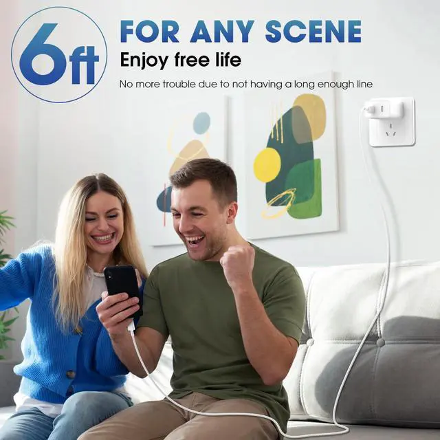 Alt view image 7 of 7 - iPhone 17 Pro Max Charger Fast Charging, 40W Dual USB C Fast Charger Block with 6ft Type C Charging Cable Cord for iPhone 17/17 Pro/17 Pro Max/Air/16/16 Pro/16 Pro Max/16 Plus/15/15 Pro Max