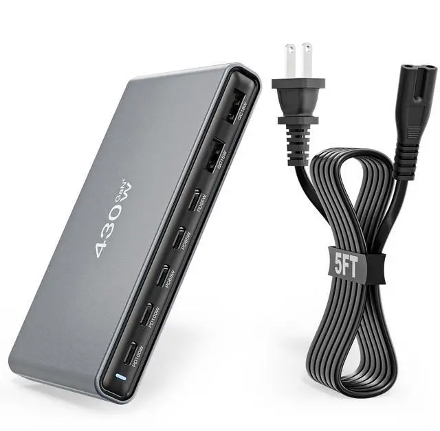 Main image of GaN5 430W USB C Charger Block Charging Station,Apple 7 Port Fast Charging Block with Dual 100W USBC Multiport Adapter TypeC & USBA Desktop Charger for iPhone17/16/15/14/13/Pro Max/MacBook Pro/Air/iPad