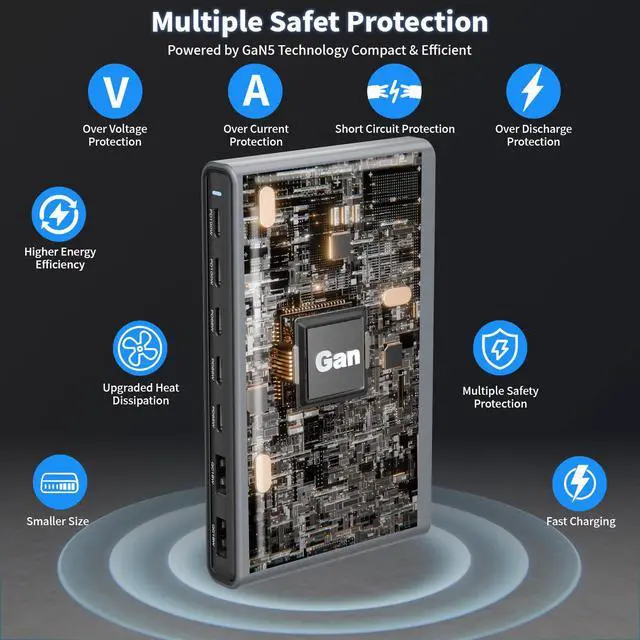 Alt view image 5 of 7 - GaN5 430W USB C Charger Block Charging Station,Apple 7 Port Fast Charging Block with Dual 100W USBC Multiport Adapter TypeC & USBA Desktop Charger for iPhone17/16/15/14/13/Pro Max/MacBook Pro/Air/iPad