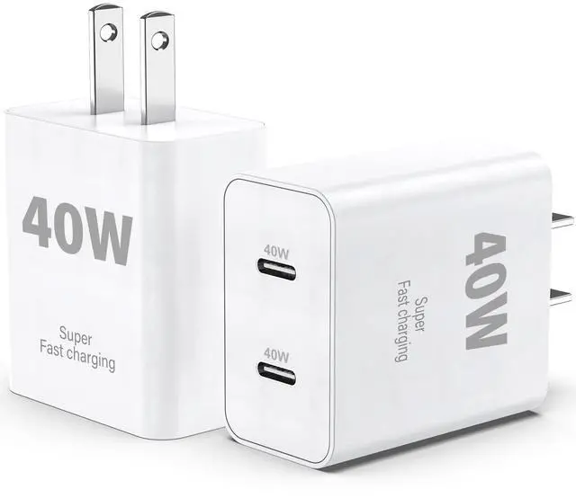 Main image of 40W for iPhone 17 16 15 USB C Charger Block, 2Pack Dual USBC Fast Charging Brick Type C Power Plug Cube for iPhone 17 Air/Pro/Pro Max/16 15 14 Plus/Pro Max for iPad for Samsung