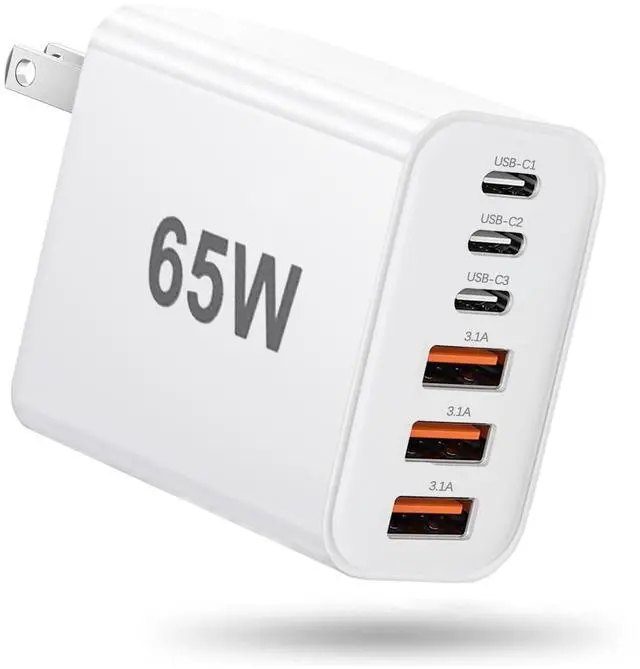 Main image of 65W USB C Charger Block,6-Port iPhone Charger Fast Charging,Multiport PD 3.0 Type C Chargers Brick QC Power Charger Adapter for iPhone 17/16/15/14/13/12 Pro Max,iPad,iPod,AirPods Pro,Samsung S26 S25