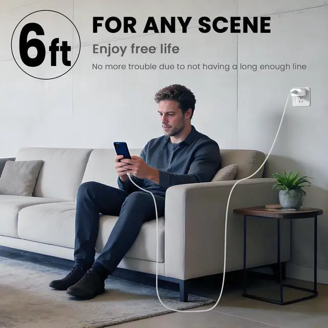 Alt view image 6 of 7 - iPhone 17 Pro Max Charger Fast Charging, 40W USB C Super Fast Charger Block with 6ft Type C Charging Cable Cord for iPhone 17 Pro Max/17 Pro/Air/17/16/16 Pro/16 Pro Max/Plus/15/15 Pro/15 ProMax/S25