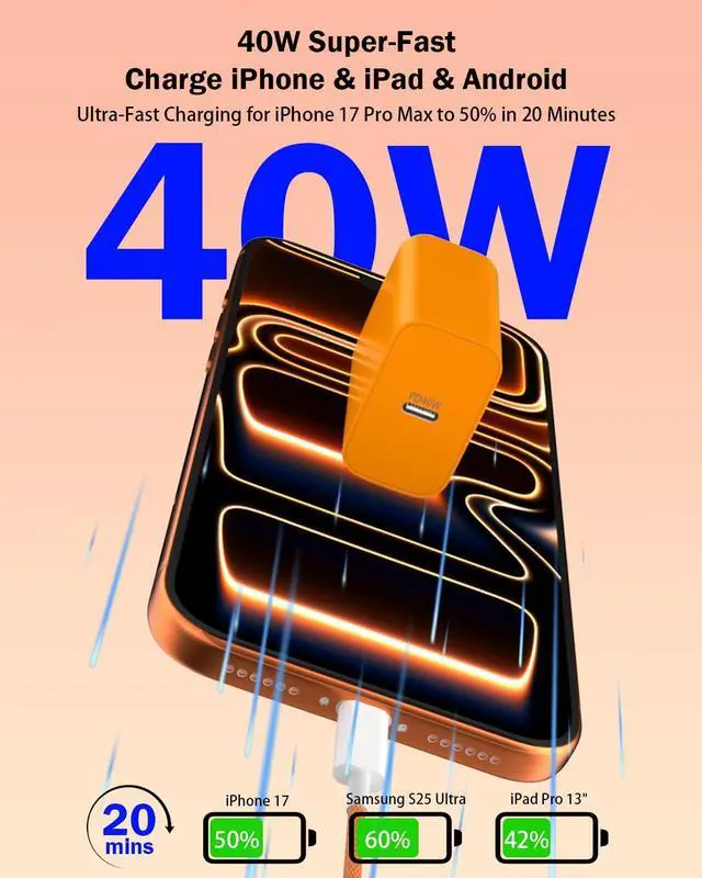 Alt view image 6 of 7 - iPhone 17 16 15 Charger Fast Charging,2-Pack 40W GaN III USB C Chargers with MFi Certified 10ft Type C Cables, PD3.0 PPS USB C Charger Block for iPhone 17/16/15 Pro Max, Samsung S25, iPad, MacBook