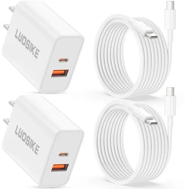 Main image of iPhone 17e/17/16 Charger, 2-Pack 40W PD/QC Fast USB C Charger Block with 10FT Long USB-C Cable Power Cord for iPhone 17/17 Pro Max/Air/17e/16/16 Pro/15/15 Pro Max/Plus, iPad Pro, Air 5/4th, Mini 6/5th