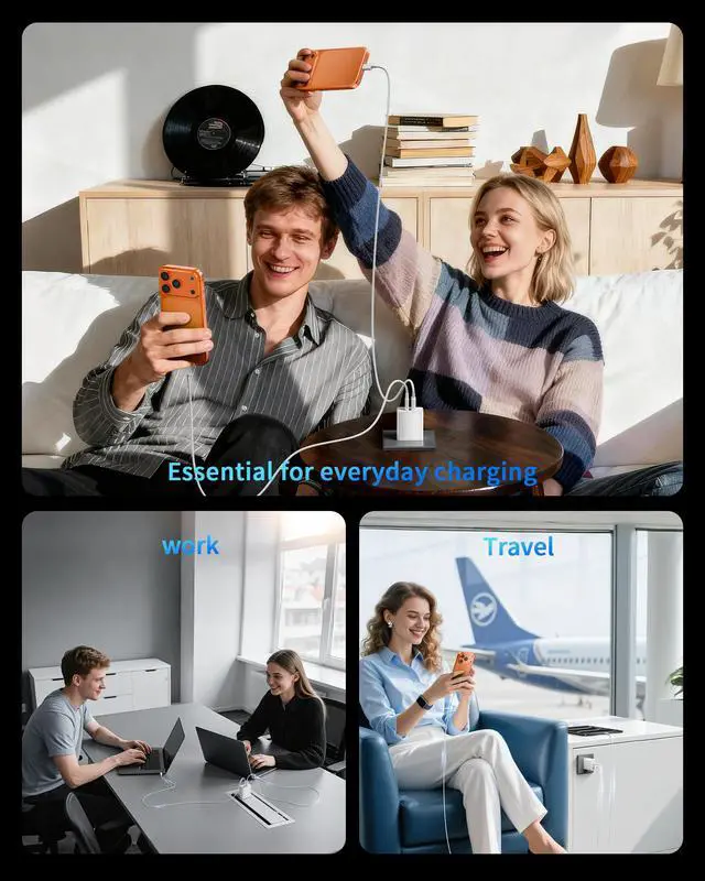 Alt view image 7 of 7 - iPhone 17e/17/16 Charger, 2-Pack 40W PD/QC Fast USB C Charger Block with 10FT Long USB-C Cable Power Cord for iPhone 17/17 Pro Max/Air/17e/16/16 Pro/15/15 Pro Max/Plus, iPad Pro, Air 5/4th, Mini 6/5th