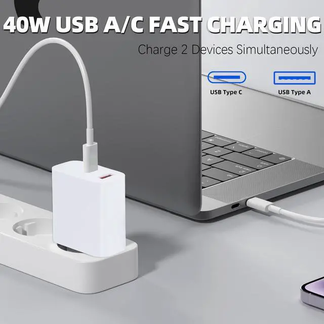 Alt view image 5 of 7 - USB C Charger Block for iPhone 17 16,40W Dual Port A/C Phone Chargers,2Pack Type C Charger Fast Charging Wall Chargers Quick 10FT USB C Cable for iPhone 17/17 Pro Max/17 Air/16 Pro/16e/15 Plus/15 Pro