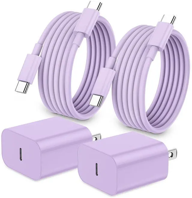 Main image of iPhone 17 16 15 Charger Fast Charging,2Pack 20W Apple iPad USB C Wall Chrager Block with 6FT USB C to C Cable for iPhone 17/Pro/Pro Max/17 Air/ 16/16 Pro/16 Pro Max/15/Plus/Pro/Pro Max (Purple)