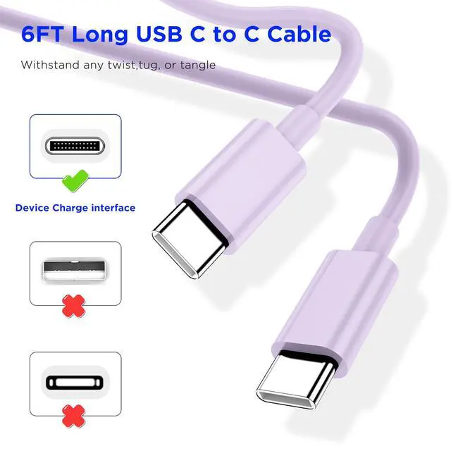 Alt view image 2 of 7 - iPhone 17 16 15 Charger Fast Charging,2Pack 20W Apple iPad USB C Wall Chrager Block with 6FT USB C to C Cable for iPhone 17/Pro/Pro Max/17 Air/ 16/16 Pro/16 Pro Max/15/Plus/Pro/Pro Max (Purple)
