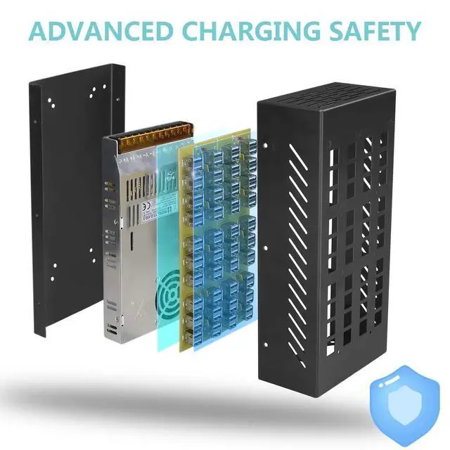 Alt view image 2 of 7 - 40 Ports USB Charging Station with Intelligent Protection, Multi-Port USB Charger Wall Adapter with Power Cable for iPhone, iPad, Samsung