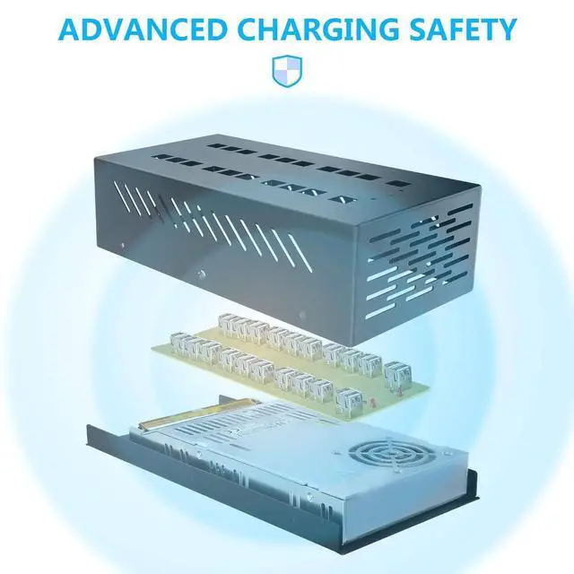 Alt view image 6 of 7 - 40 Ports USB Charging Station with Intelligent Protection, Multi-Port USB Charger Wall Adapter with Power Cable for iPhone, iPad, Samsung