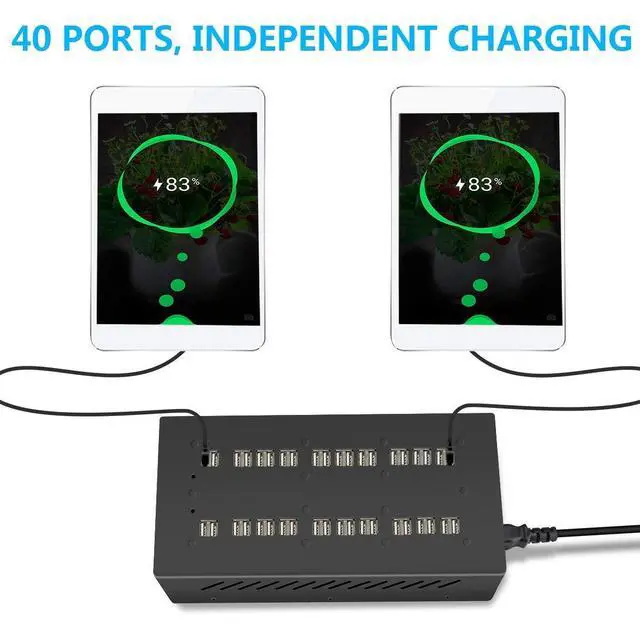 Alt view image 7 of 7 - 40 Ports USB Charging Station with Intelligent Protection, Multi-Port USB Charger Wall Adapter with Power Cable for iPhone, iPad, Samsung