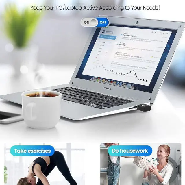 Alt view image 5 of 6 - Mouse Jiggler with Switch Button, Jiggler Mouse Mover, Undetectable Mouse Jiggler for Laptop, Automatic Mouse Movement Device for Office and Home Use, Plug and Play