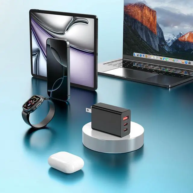 Alt view image 6 of 7 - for iPhone 17 16 Fast Charger, 100W USB C Charger 3 Port Wall Charger Plug Block with 6ft USBC Cable for Phone 16/15 and MacBook Pro/AiriPad ProGalaxy S23, and More