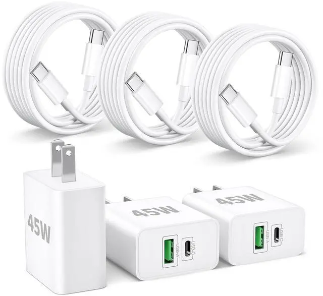 Main image of iPhone 17e/17/17 Pro Max Charger Fast Charging, 3-Pack 45W Dual Port USB C Fast Wall Charger Block Cube with 6FT USB C Cable Power Cord for iPhone 17e/17/17 Pro/17 Pro Max/Air/16/15 Pro Max/Plus, iPad
