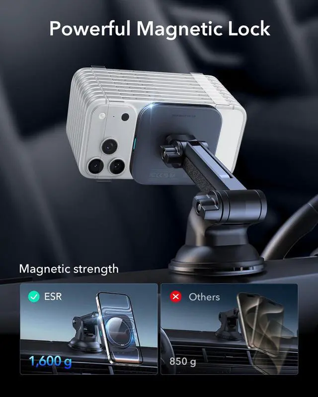 Alt view image 4 of 7 - for 15W MagSafe Car Mount Charger, for MagSafe Car Charger, Suction Cup Magnetic Wireless Car Charging, Dashboard Car Phone Mount for iPhone 17/16/15/14/13/12, S25, Pixel 10, Fast Charging