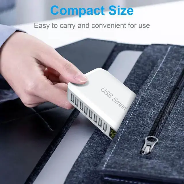Alt view image 5 of 6 - USB Charging Station, Ziwodiv 8-Port 60W/12A Charger Station, Multi Ports USB-A Charging Hub with LED Display, Compact Desktop Charger for Multiple Devices, iPhone iPad Samsung Android and Tablet