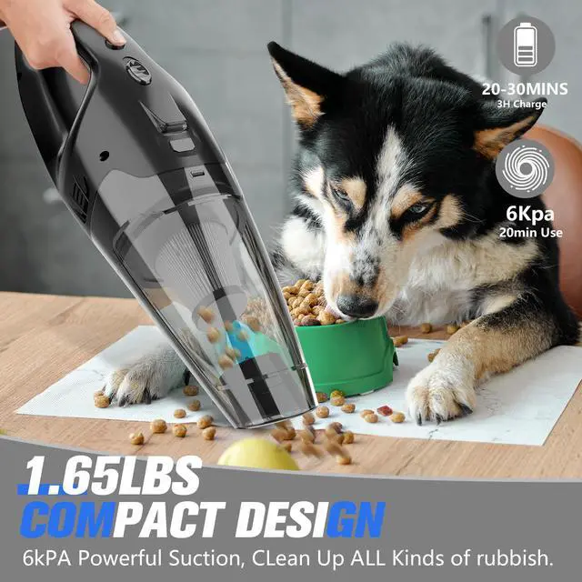 Alt view image 2 of 7 - Handheld Vacuum Cordless Rechargeable, 3-in-1 Car Vacuum Portable with LED Light & USB Charge, 1.65Lbs Lightweight Hand Vacuum Cleaner for Pet Hair, Home, Car Interior