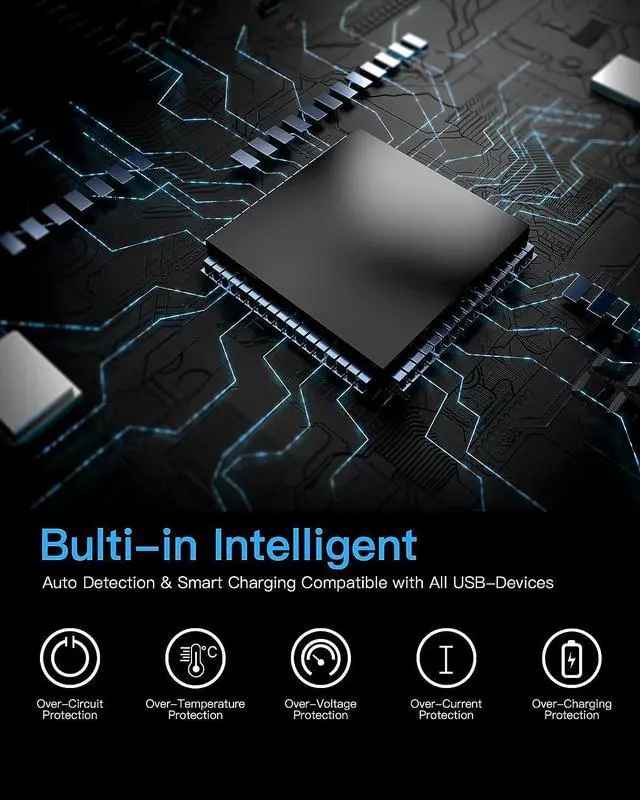 Alt view image 3 of 6 - Charging Station for Multiple Devices - 6 Port Multi USB-A Charger Stations Multi-Device Organizer Charging Dock for iPhone iPad Android Cell Phone Tablets with 6 Mixed Cables Included(UL Certified)