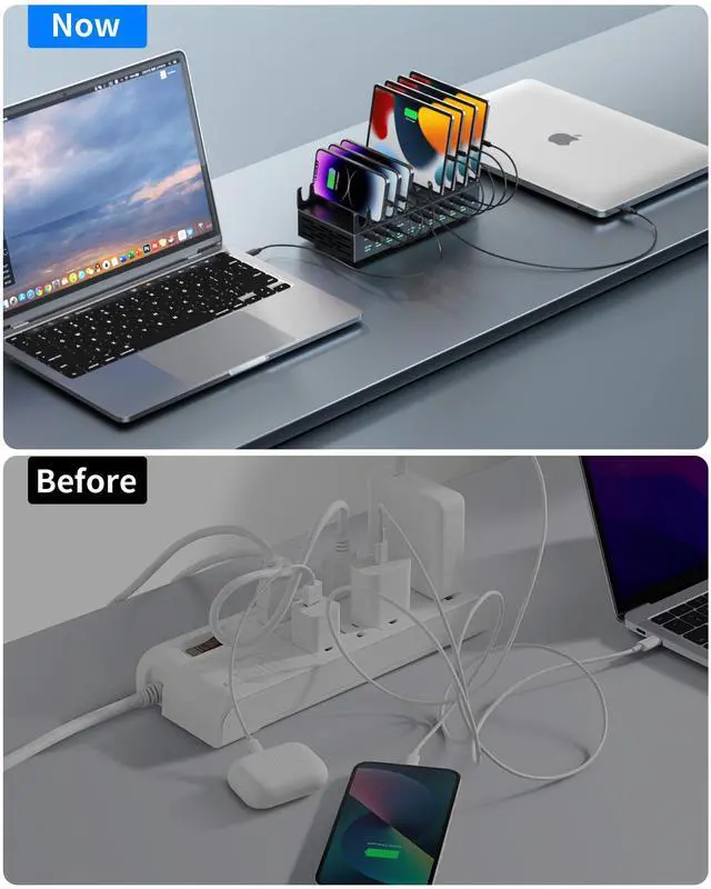 Alt view image 7 of 7 - 690W Charging Station for Multiple Devices, 20-Port USB C Fast Charging Station with Double 100W PD PPS Port, Multi Device Fast Charger Dock for MacBook Pro Laptop, iPhone, iPad, Tablet, Cell Phone