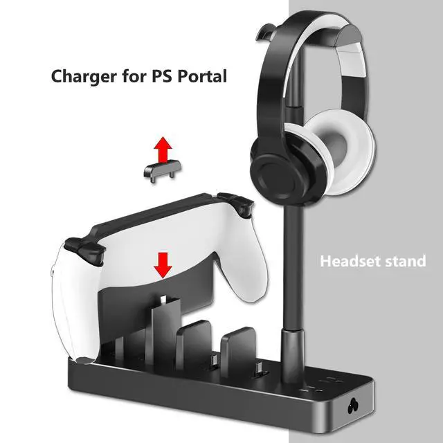 Alt view image 6 of 7 - Charging Station for Multiple Devices, 6 Port USB C Fast Charger Station with 2 AC Outlets and Headset Stand, USB Charging Dock Compatible with Cellphone, Tablet, Kindle, iPhone, iPad and More