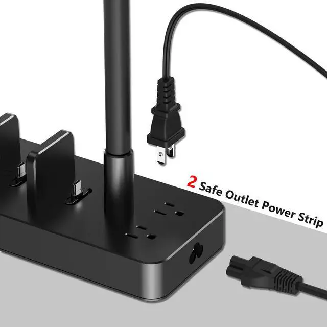 Alt view image 5 of 7 - Charging Station for Multiple Devices, 6 Port USB C Fast Charger Station with 2 AC Outlets and Headset Stand, USB Charging Dock Compatible with Cellphone, Tablet, Kindle, iPhone, iPad and More