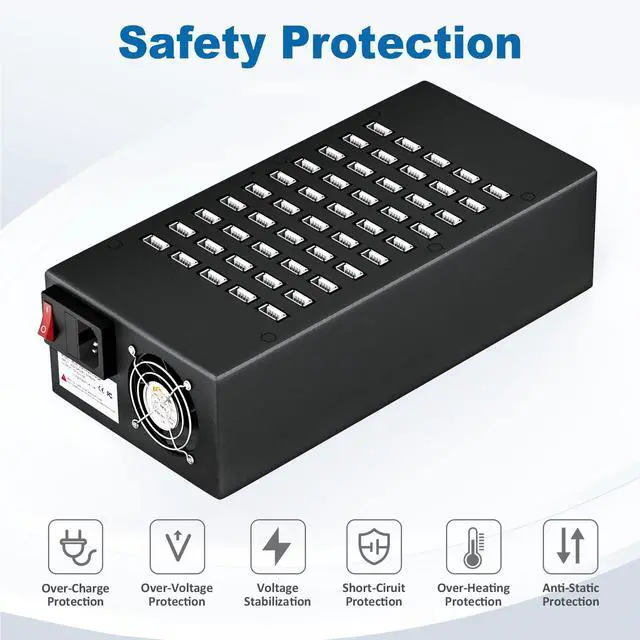 Alt view image 4 of 7 - 50 Port 200 Watt (40A) USB Charging Station, USB Fast Charger with Intelligent Protection, Multiple USB Desktop Chargers, Suitable for Hotels, Shops, Schools, Shopping malls