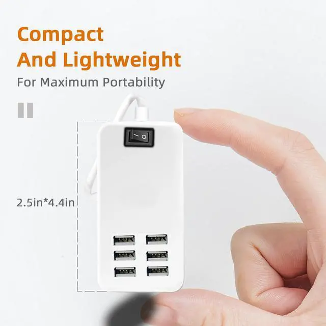 Alt view image 4 of 7 - USB Charger Station Multi Port, Portable 6 Ports Chargers for Multiple Devices, Wall Charger Adapter for iPhone 17 16 15 pro max Samsung Galaxy S25/S24/S23