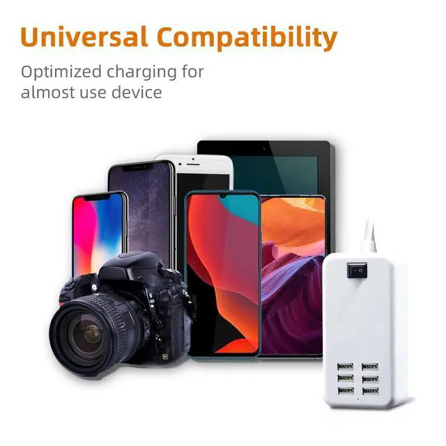 Alt view image 5 of 7 - USB Charger Station Multi Port, Portable 6 Ports Chargers for Multiple Devices, Wall Charger Adapter for iPhone 17 16 15 pro max Samsung Galaxy S25/S24/S23