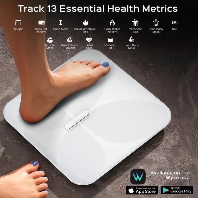 Alt view image 3 of 7 - Wyze Smart Scale X Butterfly - Bathroom Scale for Body Weight, BMI, Body Fat, Muscle Mass, Accurate Bluetooth Digital Scale for Body Composition Analyzer | Sync Health Apps | ITO Glass, 400 lbs, White