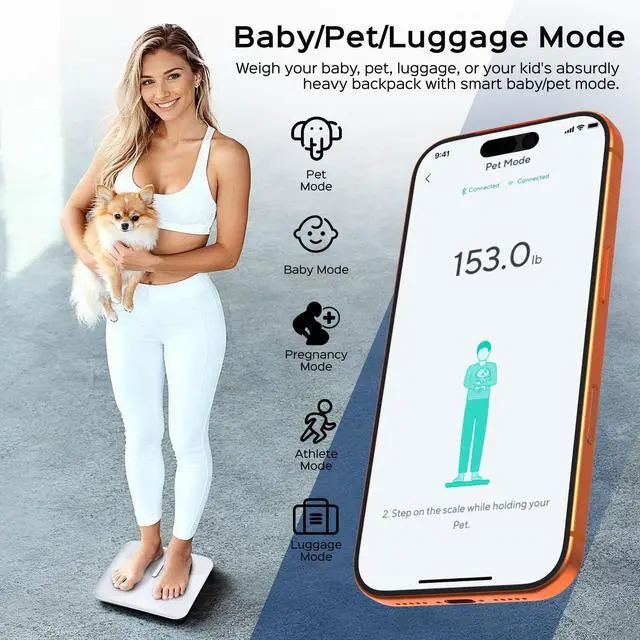 Alt view image 5 of 7 - Wyze Smart Scale X Butterfly - Bathroom Scale for Body Weight, BMI, Body Fat, Muscle Mass, Accurate Bluetooth Digital Scale for Body Composition Analyzer | Sync Health Apps | ITO Glass, 400 lbs, White