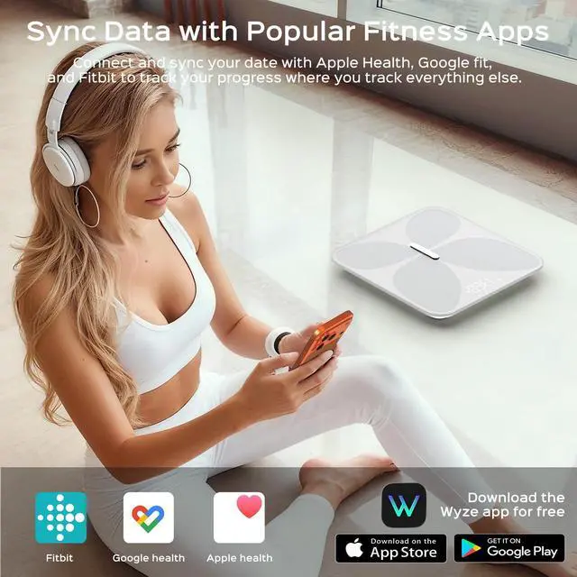 Alt view image 7 of 7 - Wyze Smart Scale X Butterfly - Bathroom Scale for Body Weight, BMI, Body Fat, Muscle Mass, Accurate Bluetooth Digital Scale for Body Composition Analyzer | Sync Health Apps | ITO Glass, 400 lbs, White